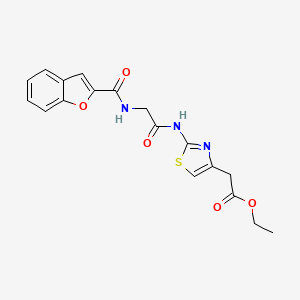 molecular formula C18H17N3O5S B11164317 Ethyl 2-[2-({2-[(1-benzofuran-2-ylcarbonyl)amino]acetyl}amino)-1,3-thiazol-4-yl]acetate 