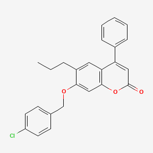 molecular formula C25H21ClO3 B11164341 7-[(4-chlorobenzyl)oxy]-4-phenyl-6-propyl-2H-chromen-2-one 