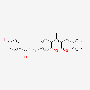 molecular formula C26H21FO4 B11164360 3-benzyl-7-[2-(4-fluorophenyl)-2-oxoethoxy]-4,8-dimethyl-2H-chromen-2-one 