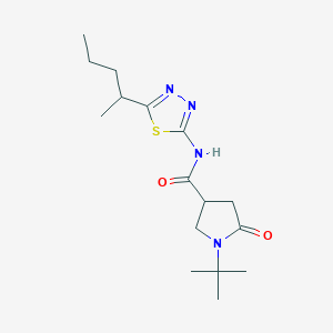 molecular formula C16H26N4O2S B11164390 1-tert-butyl-5-oxo-N-[5-(pentan-2-yl)-1,3,4-thiadiazol-2-yl]pyrrolidine-3-carboxamide 