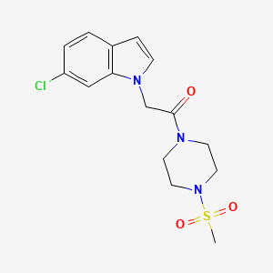 molecular formula C15H18ClN3O3S B11164398 6-chloro-1-{2-[4-(methylsulfonyl)-1-piperazinyl]-2-oxoethyl}-1H-indole 