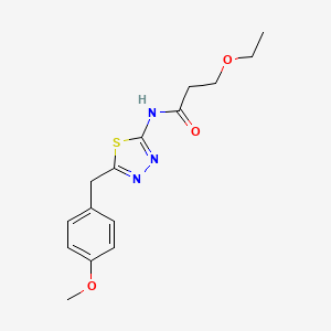 molecular formula C15H19N3O3S B11164416 3-ethoxy-N-[5-(4-methoxybenzyl)-1,3,4-thiadiazol-2-yl]propanamide 