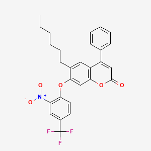 6-hexyl-7-[2-nitro-4-(trifluoromethyl)phenoxy]-4-phenyl-2H-chromen-2-one