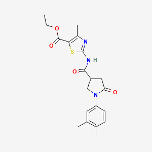 molecular formula C20H23N3O4S B11164433 Ethyl 2-({[1-(3,4-dimethylphenyl)-5-oxopyrrolidin-3-yl]carbonyl}amino)-4-methyl-1,3-thiazole-5-carboxylate 