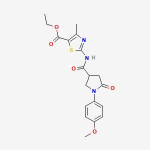 molecular formula C19H21N3O5S B11164436 Ethyl 2-({[1-(4-methoxyphenyl)-5-oxopyrrolidin-3-yl]carbonyl}amino)-4-methyl-1,3-thiazole-5-carboxylate 