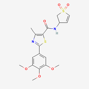 molecular formula C18H20N2O6S2 B11164488 N-(1,1-dioxido-2,3-dihydrothiophen-3-yl)-4-methyl-2-(3,4,5-trimethoxyphenyl)-1,3-thiazole-5-carboxamide 