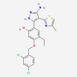 2-[5-amino-4-(4-methyl-1,3-thiazol-2-yl)-1H-pyrazol-3-yl]-5-[(2,4-dichlorobenzyl)oxy]-4-ethylphenol