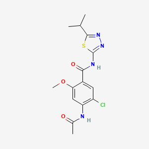 4-(acetylamino)-5-chloro-2-methoxy-N-[5-(propan-2-yl)-1,3,4-thiadiazol-2-yl]benzamide