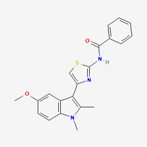 molecular formula C21H19N3O2S B11164528 N-[4-(5-methoxy-1,2-dimethyl-1H-indol-3-yl)-1,3-thiazol-2-yl]benzamide 