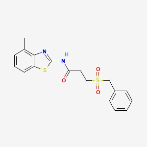 molecular formula C18H18N2O3S2 B11164536 3-(benzylsulfonyl)-N-(4-methyl-1,3-benzothiazol-2-yl)propanamide 