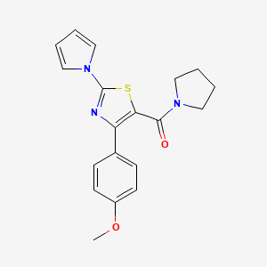 molecular formula C19H19N3O2S B11164544 [4-(4-methoxyphenyl)-2-(1H-pyrrol-1-yl)-1,3-thiazol-5-yl](1-pyrrolidinyl)methanone 