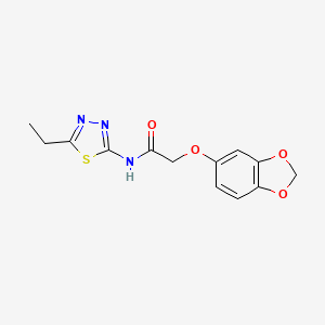 molecular formula C13H13N3O4S B11164589 2-(1,3-benzodioxol-5-yloxy)-N-(5-ethyl-1,3,4-thiadiazol-2-yl)acetamide 