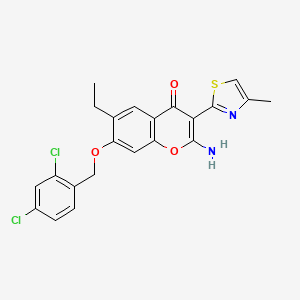 molecular formula C22H18Cl2N2O3S B11164592 2-amino-7-[(2,4-dichlorobenzyl)oxy]-6-ethyl-3-(4-methyl-1,3-thiazol-2-yl)-4H-chromen-4-one 