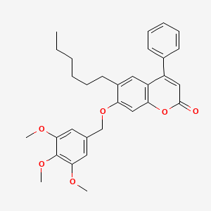 molecular formula C31H34O6 B11164652 6-hexyl-4-phenyl-7-[(3,4,5-trimethoxybenzyl)oxy]-2H-chromen-2-one 