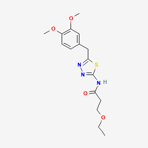 molecular formula C16H21N3O4S B11164733 N-[5-(3,4-dimethoxybenzyl)-1,3,4-thiadiazol-2-yl]-3-ethoxypropanamide 