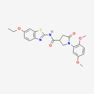 molecular formula C22H23N3O5S B11164762 1-(2,5-dimethoxyphenyl)-N-(6-ethoxy-1,3-benzothiazol-2-yl)-5-oxopyrrolidine-3-carboxamide 