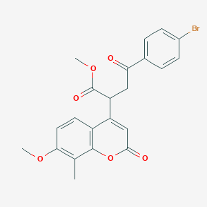 molecular formula C22H19BrO6 B11164782 methyl 4-(4-bromophenyl)-2-(7-methoxy-8-methyl-2-oxo-2H-chromen-4-yl)-4-oxobutanoate 