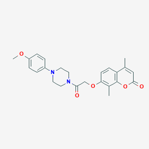 molecular formula C24H26N2O5 B11164793 7-{2-[4-(4-methoxyphenyl)piperazino]-2-oxoethoxy}-4,8-dimethyl-2H-chromen-2-one 