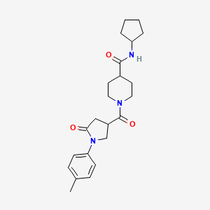 molecular formula C23H31N3O3 B11164873 N-cyclopentyl-1-[1-(4-methylphenyl)-5-oxopyrrolidine-3-carbonyl]piperidine-4-carboxamide 