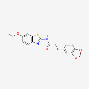 molecular formula C18H16N2O5S B11164917 2-(1,3-benzodioxol-5-yloxy)-N-(6-ethoxy-1,3-benzothiazol-2-yl)acetamide 