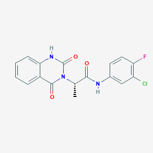 (2S)-N-(3-chloro-4-fluorophenyl)-2-(2-hydroxy-4-oxoquinazolin-3(4H)-yl)propanamide