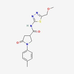 molecular formula C16H18N4O3S B11164960 N-[5-(methoxymethyl)-1,3,4-thiadiazol-2-yl]-1-(4-methylphenyl)-5-oxopyrrolidine-3-carboxamide 