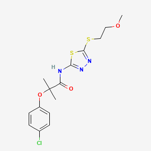 2-(4-chlorophenoxy)-N-{5-[(2-methoxyethyl)sulfanyl]-1,3,4-thiadiazol-2-yl}-2-methylpropanamide