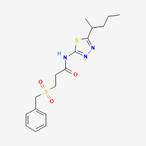 molecular formula C17H23N3O3S2 B11165020 3-(benzylsulfonyl)-N-[5-(pentan-2-yl)-1,3,4-thiadiazol-2-yl]propanamide 