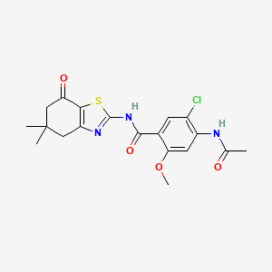 molecular formula C19H20ClN3O4S B11165043 4-(acetylamino)-5-chloro-N-(5,5-dimethyl-7-oxo-4,5,6,7-tetrahydro-1,3-benzothiazol-2-yl)-2-methoxybenzamide 