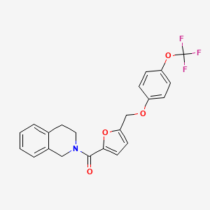 molecular formula C22H18F3NO4 B11165116 3,4-dihydroisoquinolin-2(1H)-yl(5-{[4-(trifluoromethoxy)phenoxy]methyl}furan-2-yl)methanone 