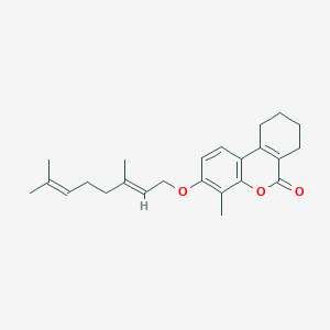 molecular formula C24H30O3 B11165156 3-{[(2E)-3,7-dimethyl-2,6-octadien-1-yl]oxy}-4-methyl-7,8,9,10-tetrahydro-6H-benzo[c]chromen-6-one 