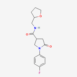 molecular formula C16H19FN2O3 B11165159 1-(4-fluorophenyl)-5-oxo-N-(tetrahydrofuran-2-ylmethyl)pyrrolidine-3-carboxamide 