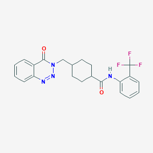 molecular formula C22H21F3N4O2 B11165210 trans-4-[(4-oxo-1,2,3-benzotriazin-3(4H)-yl)methyl]-N-[2-(trifluoromethyl)phenyl]cyclohexanecarboxamide 