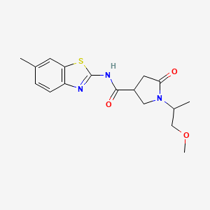 molecular formula C17H21N3O3S B11165212 1-(1-methoxypropan-2-yl)-N-(6-methyl-1,3-benzothiazol-2-yl)-5-oxopyrrolidine-3-carboxamide 