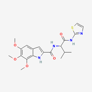 5,6,7-trimethoxy-N-[(2S)-3-methyl-1-oxo-1-(1,3-thiazol-2-ylamino)butan-2-yl]-1H-indole-2-carboxamide