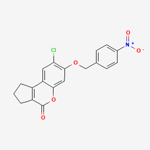 molecular formula C19H14ClNO5 B11165256 8-Chloro-7-((4-nitrobenzyl)oxy)-2,3-dihydrocyclopenta(C)chromen-4(1H)-one 