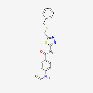 molecular formula C19H18N4O2S2 B11165295 4-(acetylamino)-N-{5-[(benzylsulfanyl)methyl]-1,3,4-thiadiazol-2-yl}benzamide 