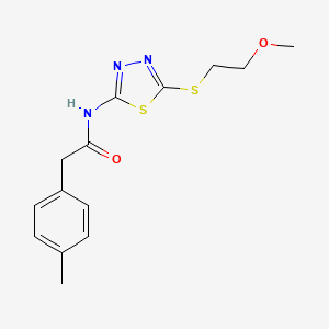 molecular formula C14H17N3O2S2 B11165322 N-{5-[(2-methoxyethyl)sulfanyl]-1,3,4-thiadiazol-2-yl}-2-(4-methylphenyl)acetamide 