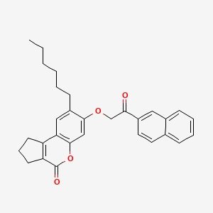 molecular formula C30H30O4 B11165355 8-Hexyl-7-(2-(2-naphthyl)-2-oxoethoxy)-2,3-dihydrocyclopenta(C)chromen-4(1H)-one 