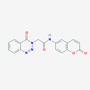 molecular formula C18H12N4O4 B11165389 2-[4-oxo-1,2,3-benzotriazin-3(4H)-yl]-N~1~-(2-oxo-2H-chromen-6-yl)acetamide 