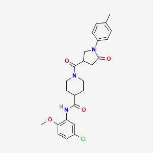 molecular formula C25H28ClN3O4 B11165421 N-(5-chloro-2-methoxyphenyl)-1-[1-(4-methylphenyl)-5-oxopyrrolidine-3-carbonyl]piperidine-4-carboxamide 