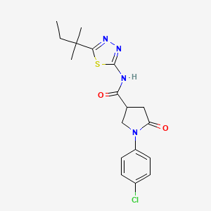 molecular formula C18H21ClN4O2S B11165449 1-(4-chlorophenyl)-N-[5-(2-methylbutan-2-yl)-1,3,4-thiadiazol-2-yl]-5-oxopyrrolidine-3-carboxamide 