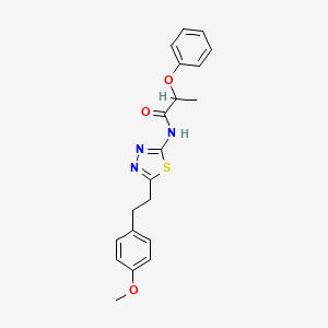 molecular formula C20H21N3O3S B11165455 N-{5-[2-(4-methoxyphenyl)ethyl]-1,3,4-thiadiazol-2-yl}-2-phenoxypropanamide 