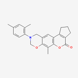 9-(2,4-dimethylphenyl)-6-methyl-2,3,9,10-tetrahydro-8H-cyclopenta[3,4]chromeno[6,7-e][1,3]oxazin-4(1H)-one