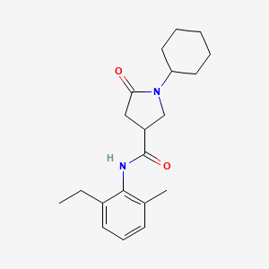 molecular formula C20H28N2O2 B11165500 1-cyclohexyl-N-(2-ethyl-6-methylphenyl)-5-oxopyrrolidine-3-carboxamide 