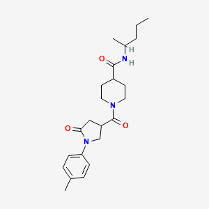 molecular formula C23H33N3O3 B11165591 1-{[1-(4-methylphenyl)-5-oxopyrrolidin-3-yl]carbonyl}-N-(pentan-2-yl)piperidine-4-carboxamide 