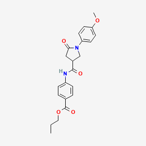 molecular formula C22H24N2O5 B11165599 Propyl 4-({[1-(4-methoxyphenyl)-5-oxopyrrolidin-3-yl]carbonyl}amino)benzoate 