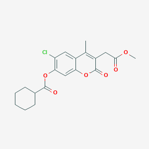 6-chloro-3-(2-methoxy-2-oxoethyl)-4-methyl-2-oxo-2H-chromen-7-yl cyclohexanecarboxylate