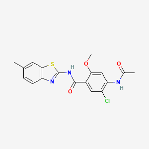 4-(acetylamino)-5-chloro-2-methoxy-N-(6-methyl-1,3-benzothiazol-2-yl)benzamide