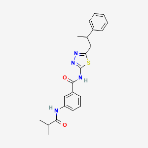 3-[(2-methylpropanoyl)amino]-N-[5-(2-phenylpropyl)-1,3,4-thiadiazol-2-yl]benzamide